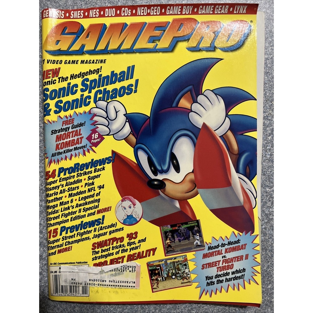 GamePro Magazine Volume 5 Number 11 Sonic Spinball Cover